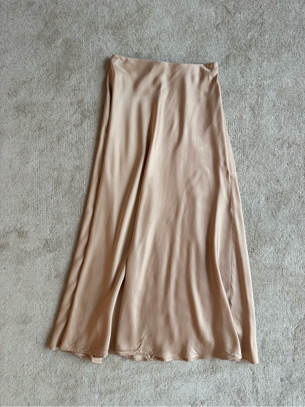 L'AGENCE Nude Satin Bias-Cut Maxi Skirt